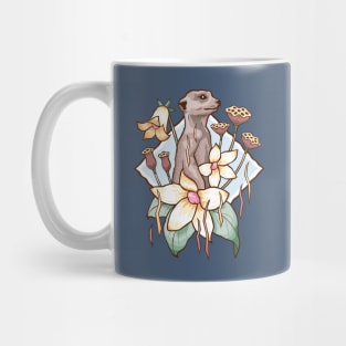 Meerkat in the Meadow - African Animal Floral Design Mug